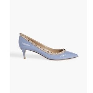 Valentino Garavani Light Blue Patent Rockstud Pointed Kitten Heel